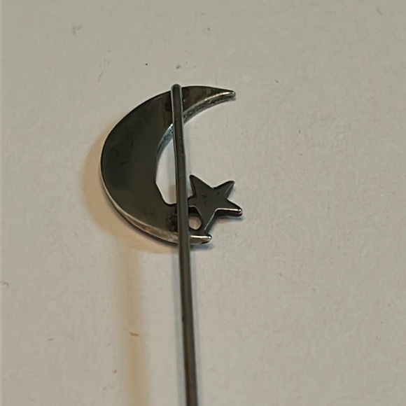 Vintage sterling silver & turquoise moon & star stick pin - Picture 3 of 3